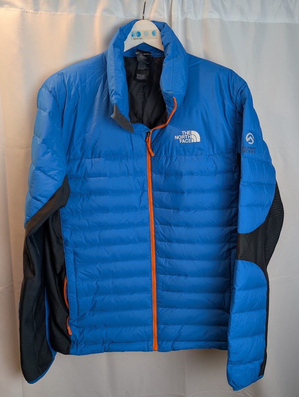 The North Face Summit Series Men's Puffer Jacket Blue Orange Zip Size L in EUC I